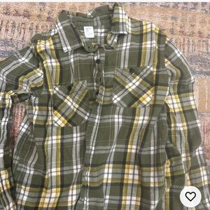 Green and Yellow Plaid Button-Up Shirt